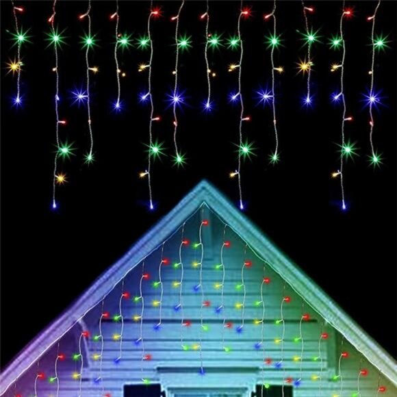 360 LED Christmas Icicle lights Outdoor Dripping Ice Cycle...